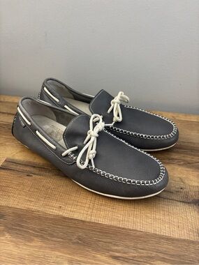Cole Haan Grand Leather Driving Moccasin Loafers Grey White Men's